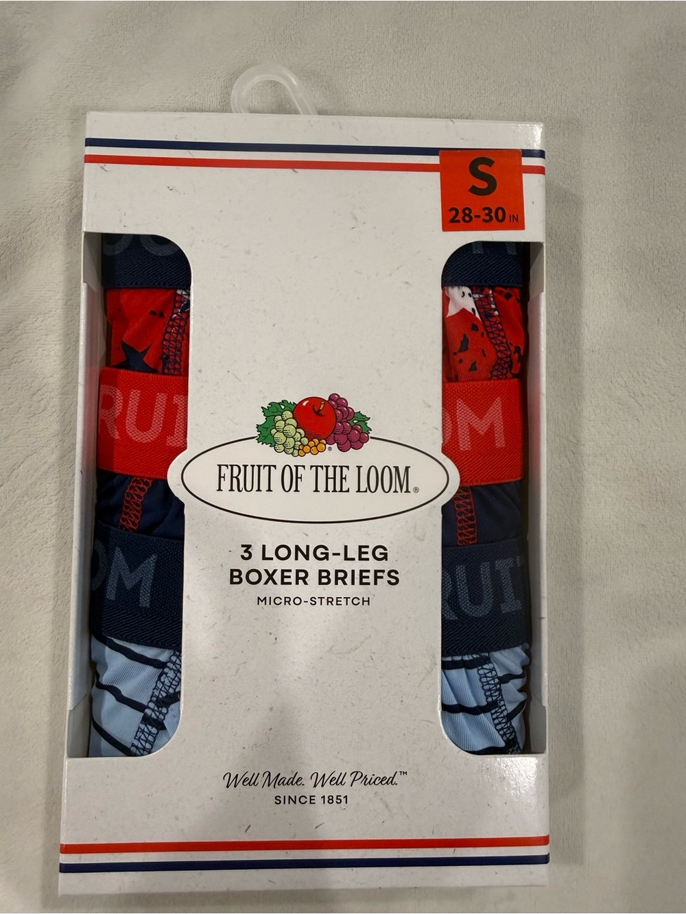 Fruit of the Loom Long-Leg Boxer Briefs-3 Pack Americana Patriotic micro-stretch